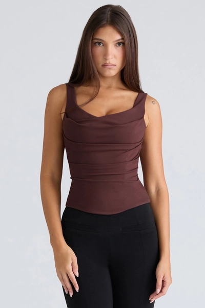 The Drape Neck Chocolate Corset Top
