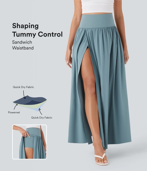 Jupe maxi fluide 2-en-1 gainante taille haute à séchage rapide Breezeful™