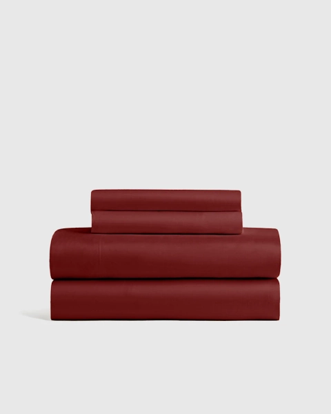 Cooling Organic Bamboo Sheet Set in Burgundy