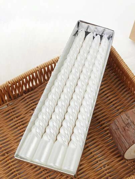 12pcs Set European Style Threaded Candle Holders, Romantic Candlelight Dinner Decor Candles For Valentine's Day, Wedding, Birthday