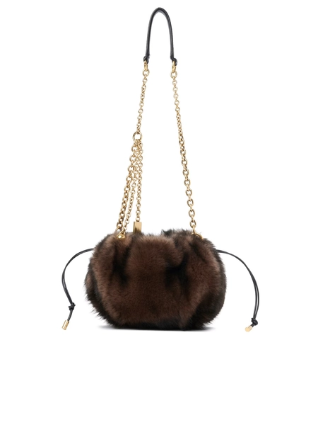 Chloé Plissé shoulder bag with chain in shearling