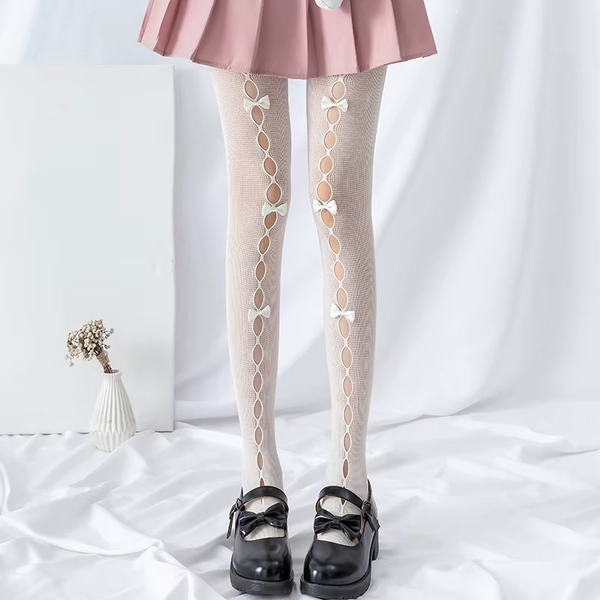 Lolita Bow Knot Fishnet Stockings Wedding Beautiful Girl JK Girl Lace Pantyhose JK Lolita Fishnet Tights - AliExpress 200574005