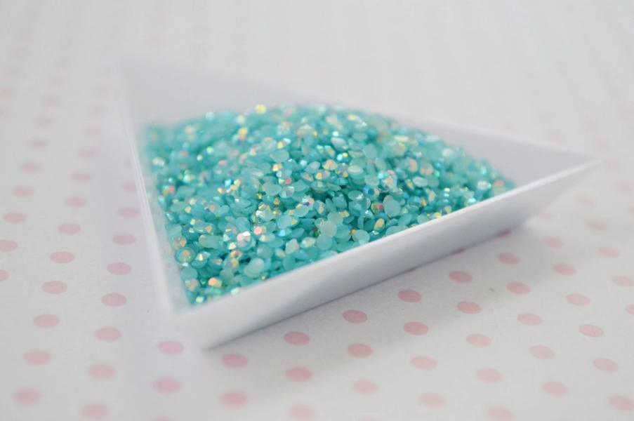 2mm Pastel Blue AB Iridescent Rhinestone Flatback Kawaii Decoden Cabochon Nail Art Jewelry Supplies - 5 grams