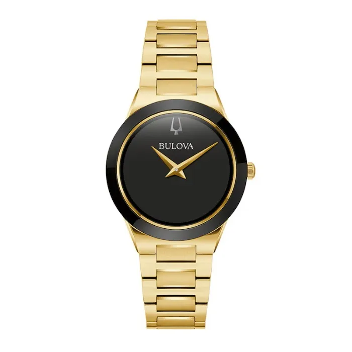 Ladies' Bulova Modern Black Gold