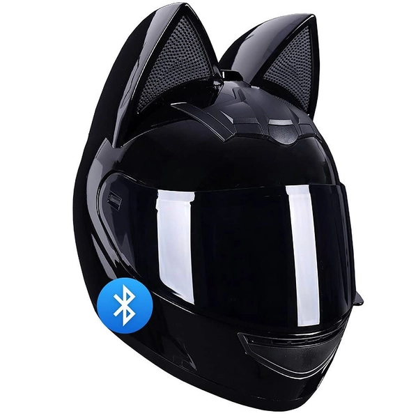 Women's Cat Ear Motorcycle Helmet with Bluetooth- Motogearworld