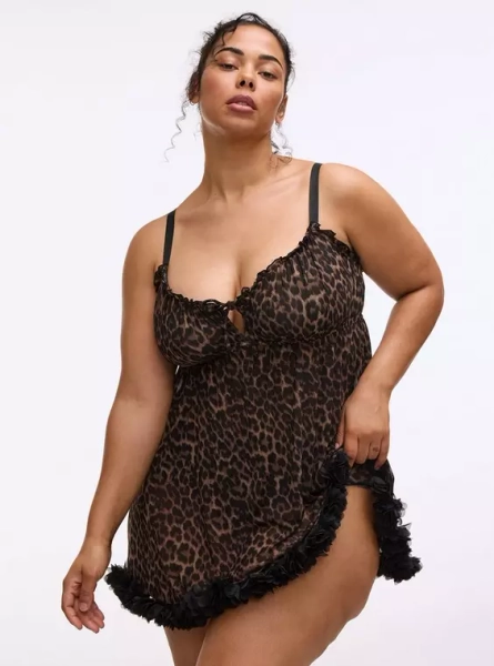 Ruched Mesh Wire-Free Babydoll size 6x