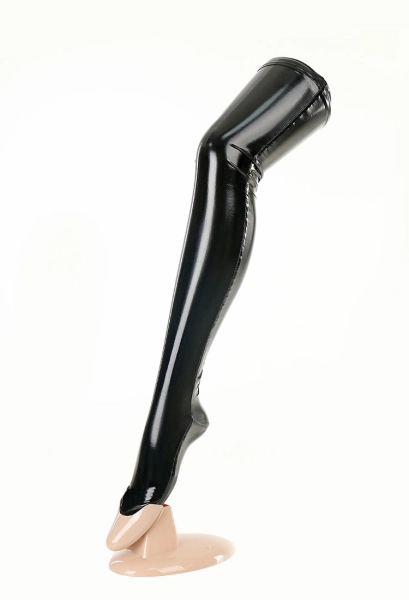 Sexy Lingerie Accessory Black Thigh High Stockings Shiny PU Leather Over Knee Socks