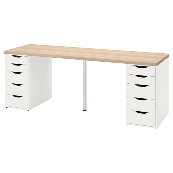 LAGKAPTEN / ALEX Desk - white stained oak/white 200x60 cm