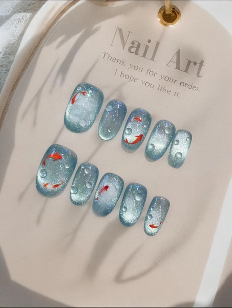 Summer Blue Ocean Nail Art