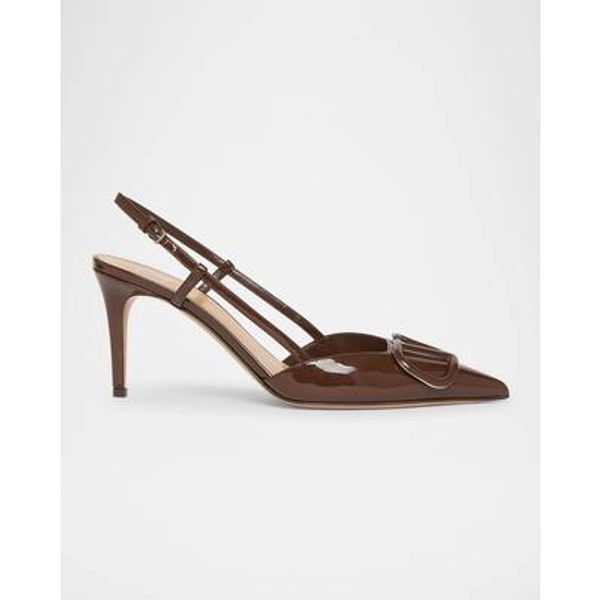 Valentino VLogo Signature Patent Leather Slingback Pumps