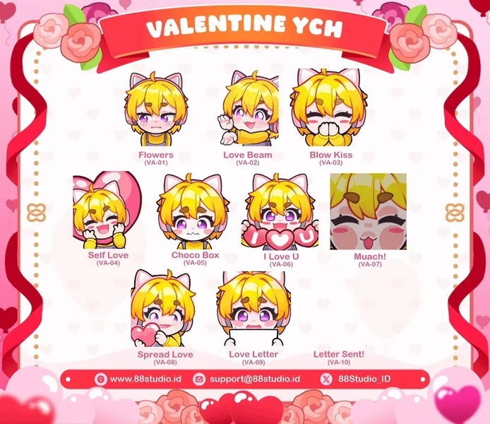 5 YCH VALENTINE EMOTE LOVERS ANIMATED EMOTES HEARTS by 88 Studio - COMMISSION OPEN (@EightyEightDesign)