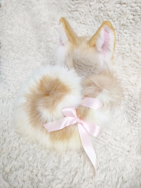 Cream & White Puppy Dog Ears Headband and Curled Tail, Floppy Ears Animal Play Cosplay Animal Costume Anime Character - Etsy