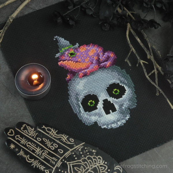 Wicked Toad - PDF toad witch Halloween cross stitch pattern