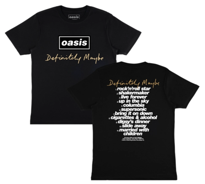 Oasis - Oasis Definitely Maybe Tracklist T-Shirt.  Oasis.