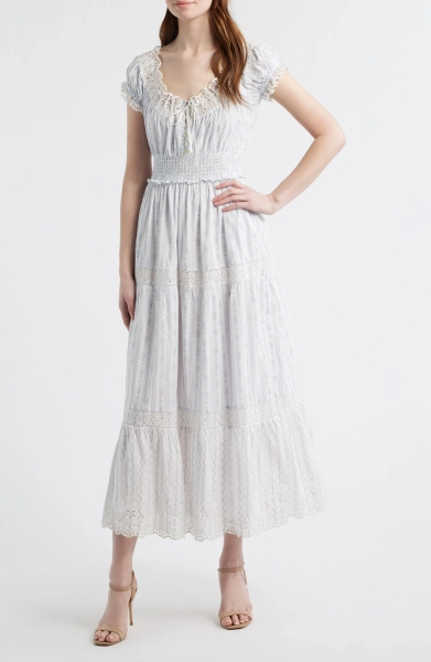 Emie Floral Smock Waist Cotton Dress