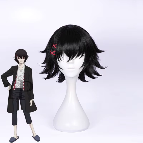 Anime re Juuzou Suzuya Juuzou Kurze schwarze hitzebeständige Haar-Cosplay-Perücke + fünf rote Haarnadeln
