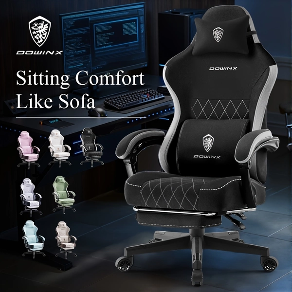 TEMU New Big & Tall Breathable Fabric Adult Gaming Chair With Pocketed & Massage Lumbar Support - Ergonomic High Chair With Adjustable