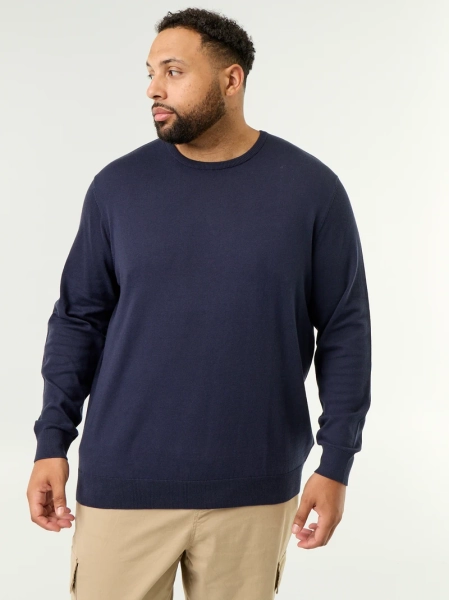 Pull col rond en fine jauge - Bleu