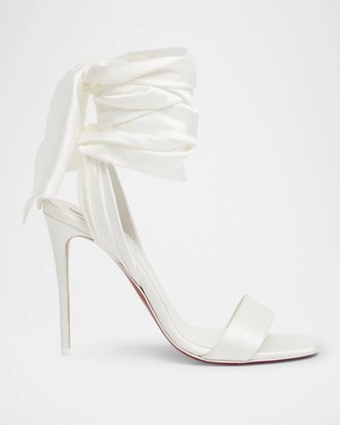 Christian Louboutin Red Sole Ribbon Ankle-Wrap Stiletto Sandals