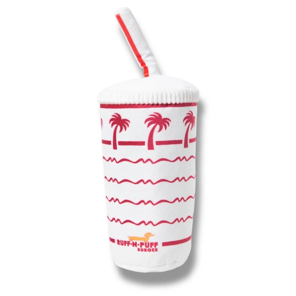 Palm Tree Cup Plush Dog Toy – Squeaky Crinkle Chew Toy