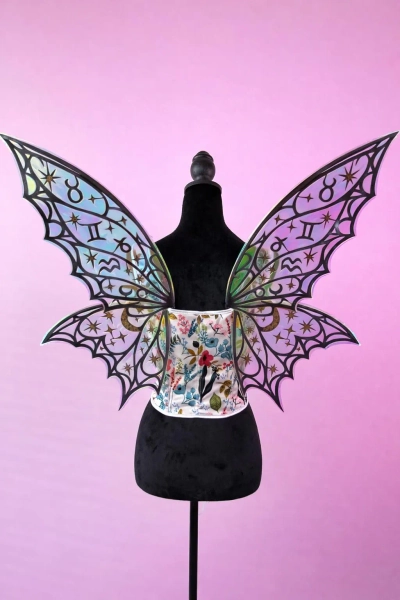 Black Fairy Wings for Adults, Zodiac, Astrology Wings, Magical Celestial Wings for Festival, Cosplay or Photoshoot