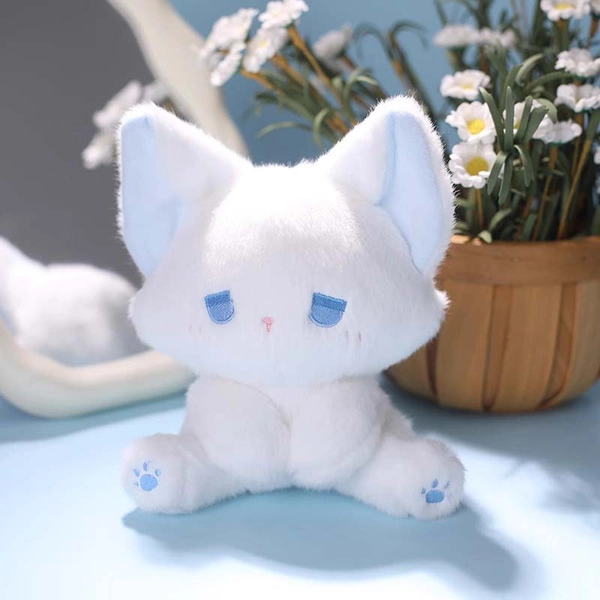 Gloomy Fox Plush Toy Cute Arctic fox Stuffed Animal Blue Eyes Fox Plushie