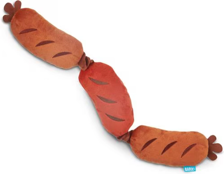 BARK Lickin' Links Thrasher Squeaky Plush Dog Toy, Red, Medium