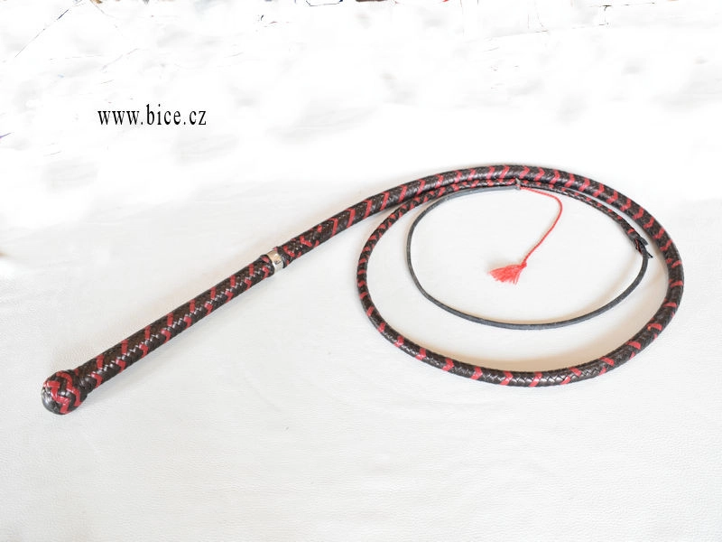 Hand made black cattle whip from deer leather