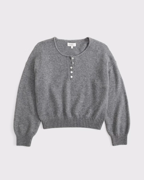 Merino Wool-Blend Henley Sweater