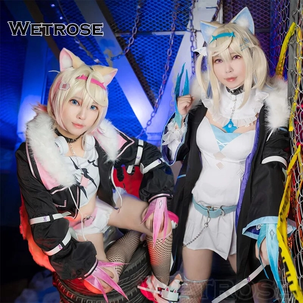[Wetrose] In Stock Fuwawa Mococo Abyssgard Hololive EN Cosplay Costume Wig Ear Tail Full Set
