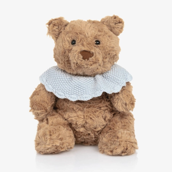 Plush Teddy Bear with Blue Knitted Collar (26cm)