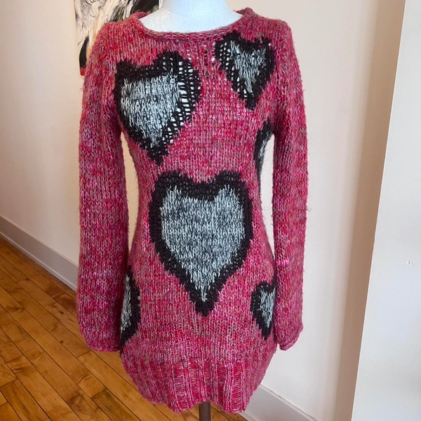 pink heart knit sweater dress 

super whimsical...