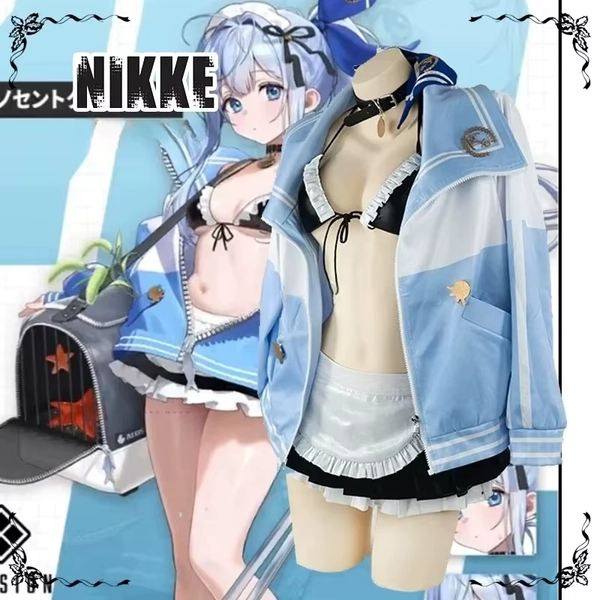 NIKKE: Bikini de sirvienta con ancla de la diosa de la victoria, disfraz de Halloween de Anime Kawaii para mujer, disfraz de fiesta de Cosplay