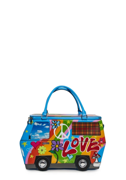 Summer of Love Hippie Bus Weekender Groovy VW Duffle Hand Bag Festival - Multi
