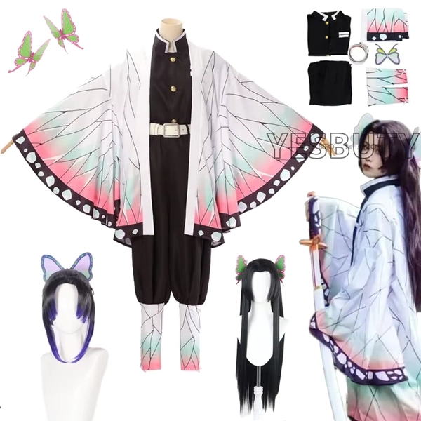 Bilibili Dämon Slayer Shinobu Kochou Cosplay Kostüm Kochou Kanae Frauen Uniform Umhang Halloween Anime Kleidung Outfit Für Erwachsene - AliExpress 200000532