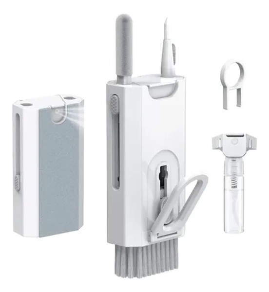 Kit Limpieza 8 En 1 Set Limpiador Dispositivos Electrónicos Portatil Celulares Smartphones Conectores Pantallas Cámaras Teclados Auriculares Tablet Pc Notebook. Paño Adherente, Spray, Cepillo, Puntas
