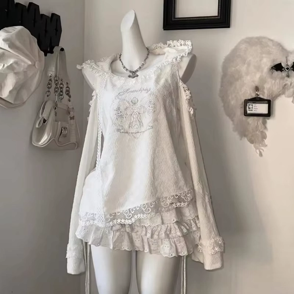 Kawaii Sweet Lolita Style Skirt Set Women Gothic Sexy Off Shoulder Hooded Top Cute Mini Cake Skirts Suits Korean Y2k 2 Piece Set - AliExpress 200000345
