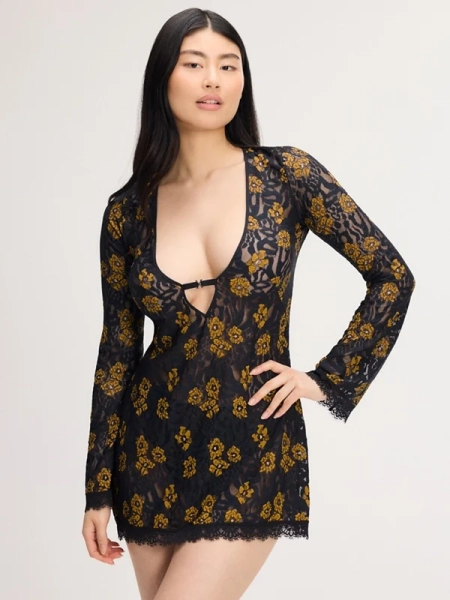 Feline Floral Shift Dress