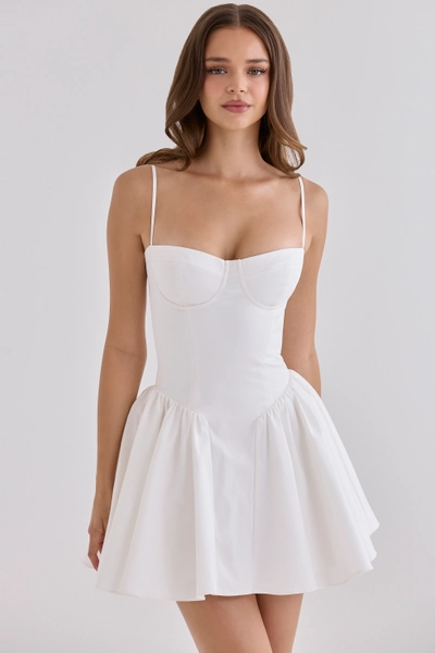 Samaria White Cotton Corset Mini Dress