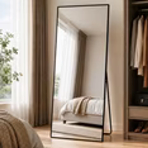 BEAUTYPEAK 64"x21" Full Length Mirror Rectangle Body Dressing Floor Standing Mirrors, Black