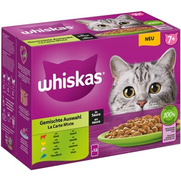 Whiskas Senior frissentartó tasakban 12 x 85 g 7+ vegyes válogatás szószban