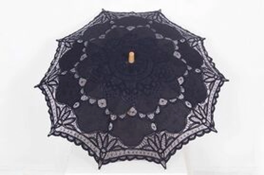ombrelle noir en dentelle coton style l'anglaise pentagrammeshop