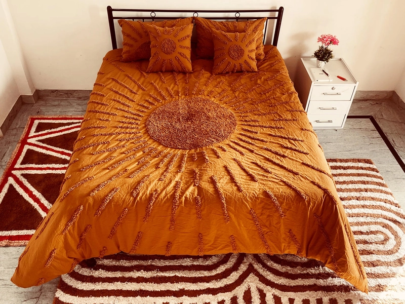 Tufted duvet cover, cotton bedding, queen size