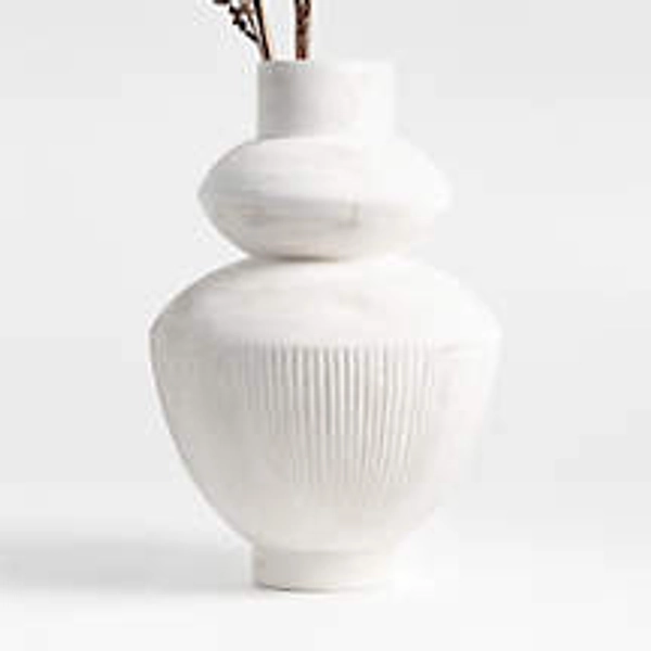Les Crêtes White Textured Vase 18" by Athena Calderone + Reviews | Crate & Barrel Canada