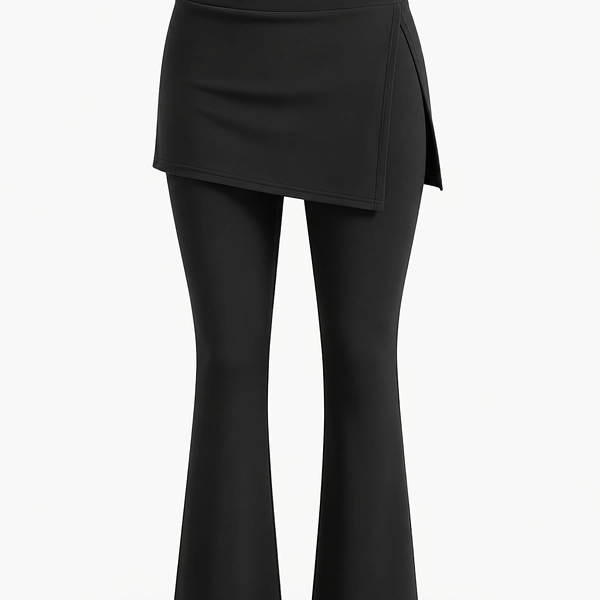 New Women's Flare Pant with Butt Cover, Fashionable and Elegant Slit, Casual High-Waist Pants Skirt