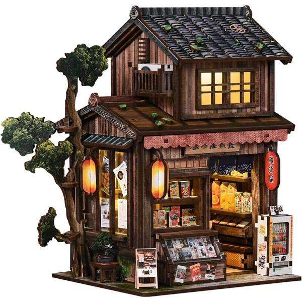 TEMU Diy Corner Book Set With Led Lights - 209pcs Suitable For Adults &, 3d Puzzle Building With Wood, Miniature Bookshelf Decor, Book-themed Model