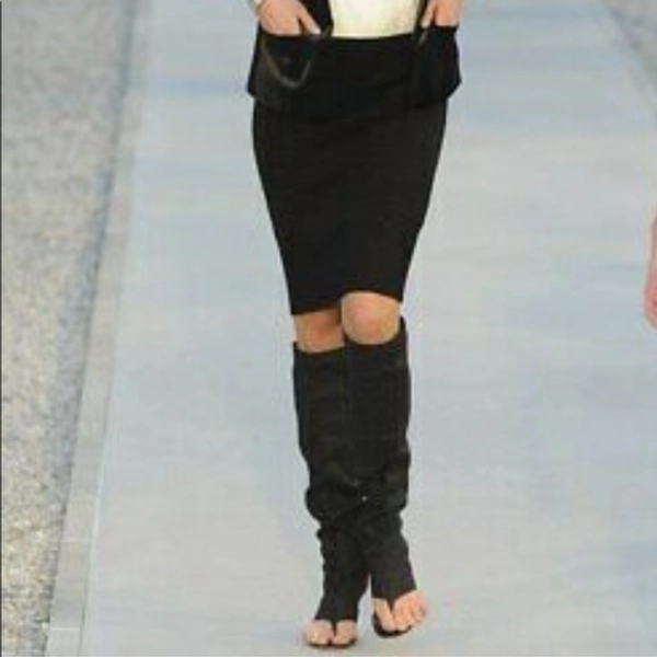 Chanel 12c Nappa leather knee high thong boot