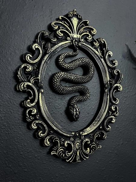 Gothic Framed Hanging Snake Wall Decor