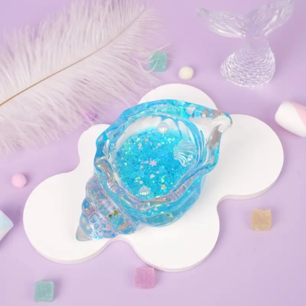 Pawtoto Clear Seashell Blue Squishy Stress Relief Toy, 12cm Food-Grade Silicone