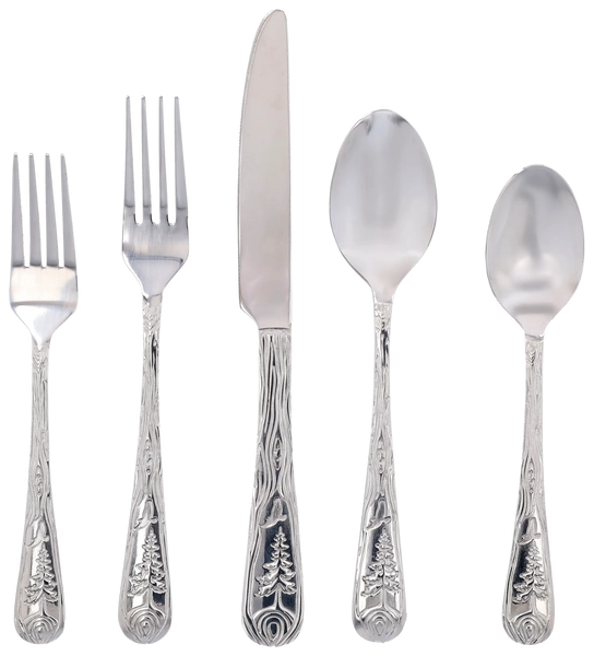 White River Home Eagle Soaring Over Pine 20-Piece Flatware Set